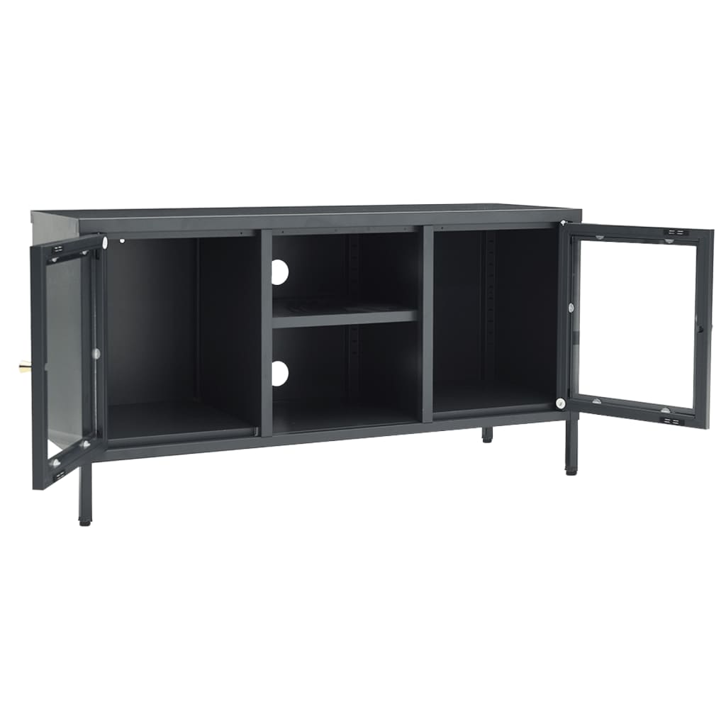 TV-taso antrasiitti 105x35x52 cm teräs ja lasi - Sisustajankoti.fi
