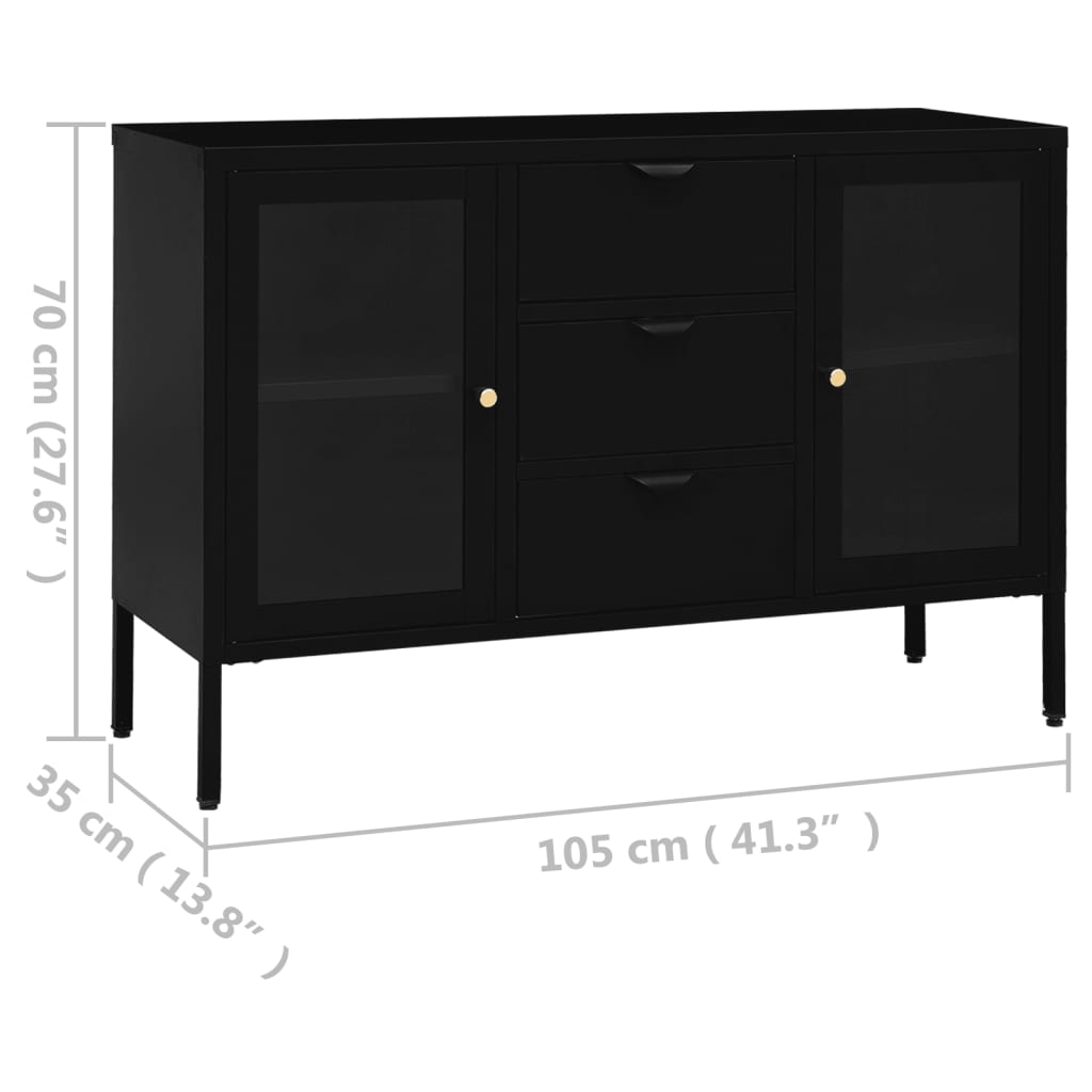 Senkki musta 105x35x70 cm teräs ja karkaistu lasi - Sisustajankoti.fi