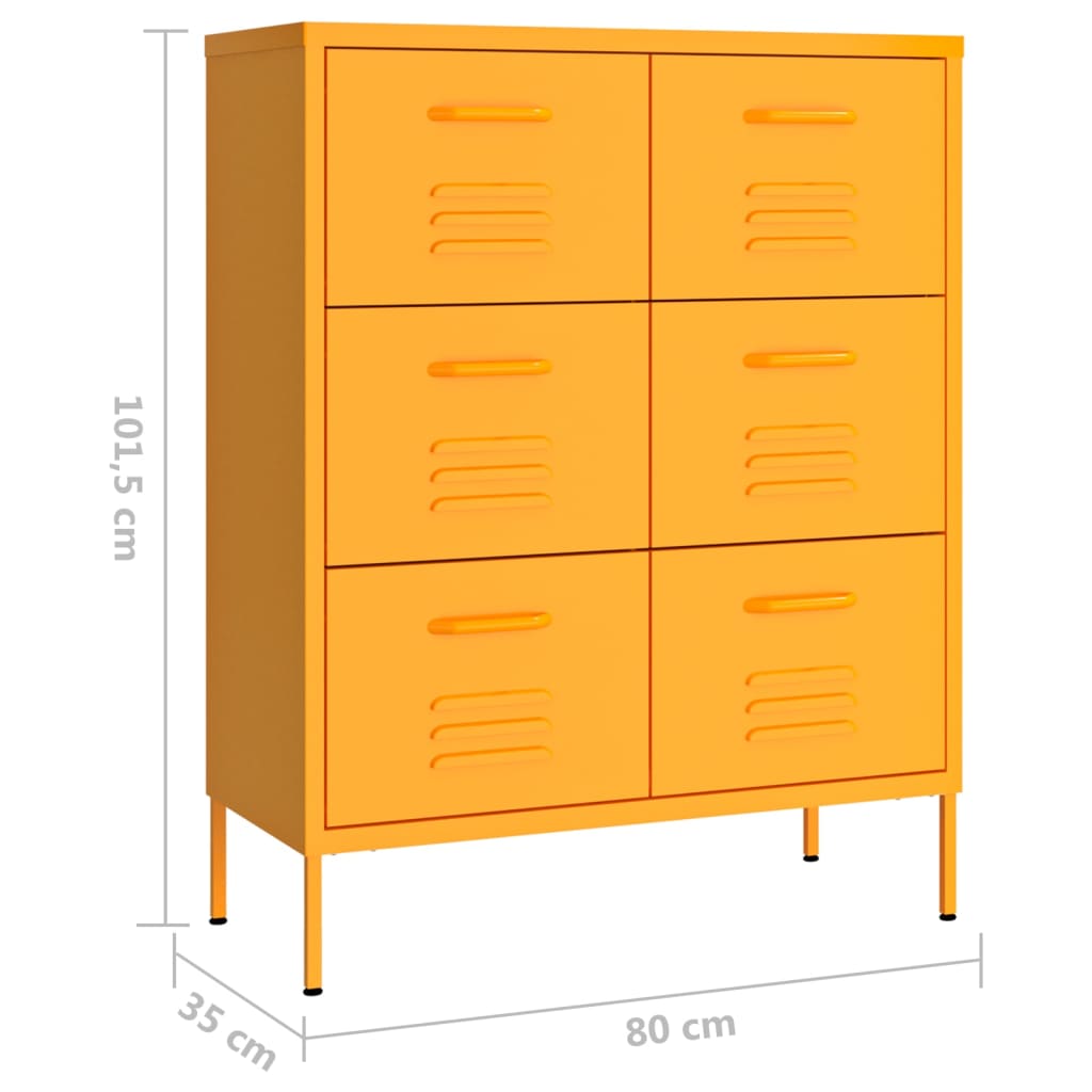 Lipasto sinapinkeltainen 80x35x101,5 cm teräs - Sisustajankoti.fi