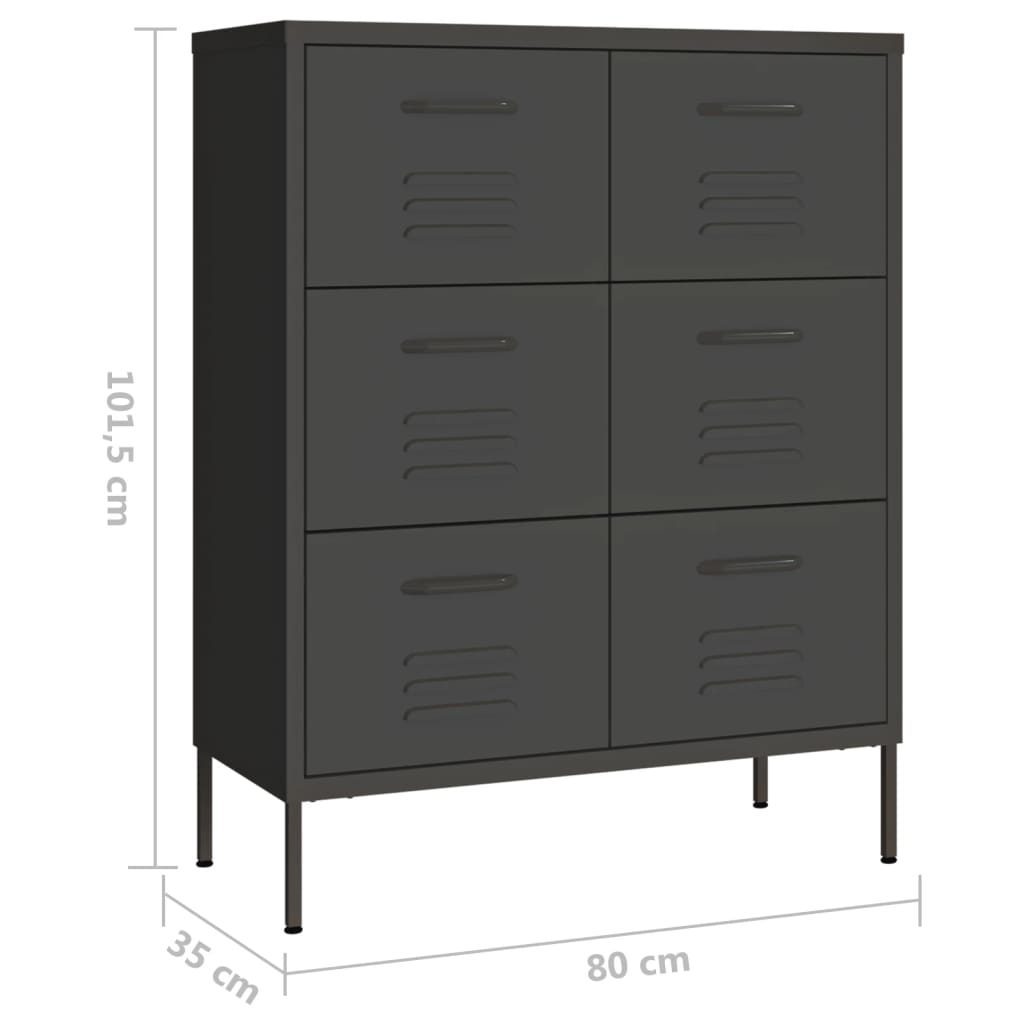 Lipasto antrasiitti 80x35x101,5 cm teräs - Sisustajankoti.fi