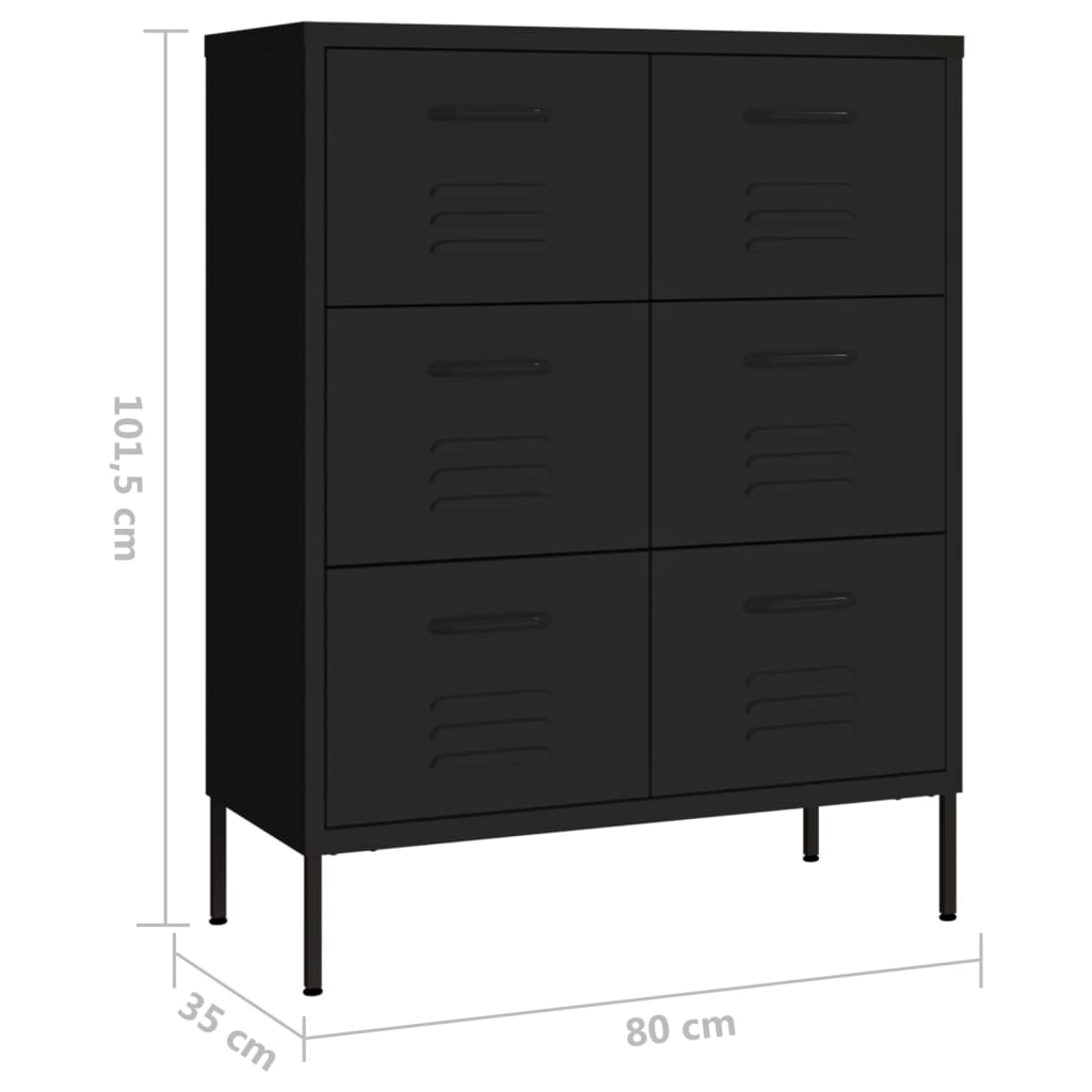 Lipasto musta 80x35x101,5 cm teräs - Sisustajankoti.fi