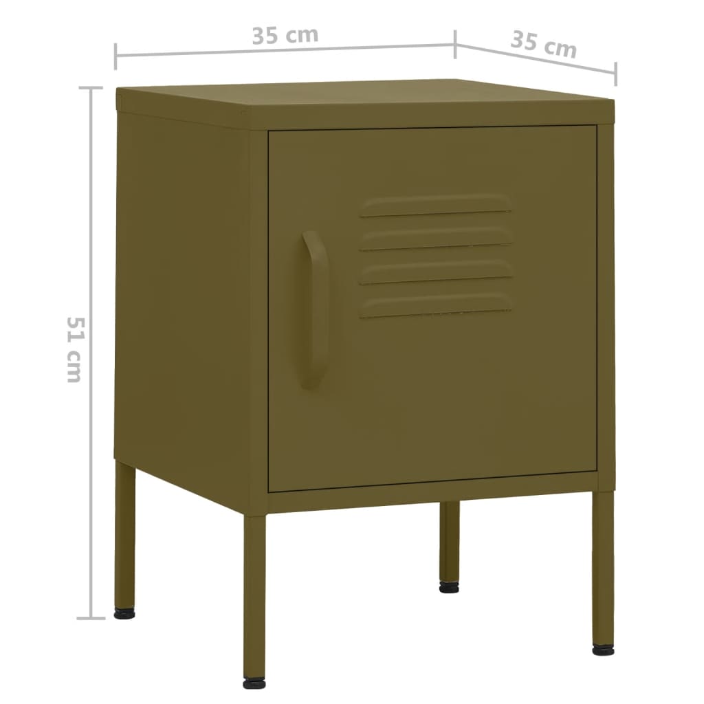 Yöpöytä oliivinvihreä 35x35x51 cm teräs - Sisustajankoti.fi
