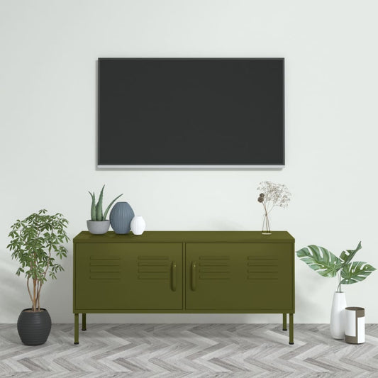 TV-taso oliivinvihreä 105x35x50 cm teräs - Sisustajankoti.fi