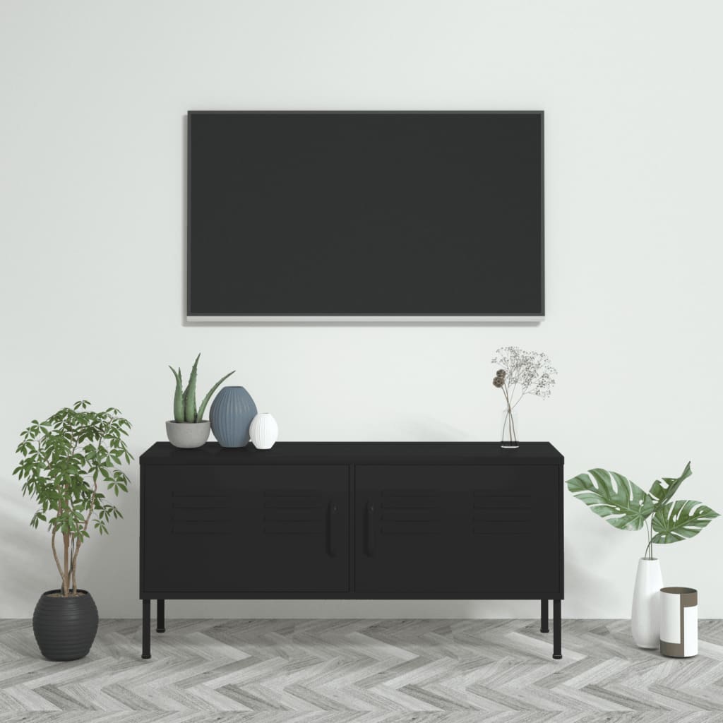 TV-taso musta 105x35x50 cm teräs - Sisustajankoti.fi