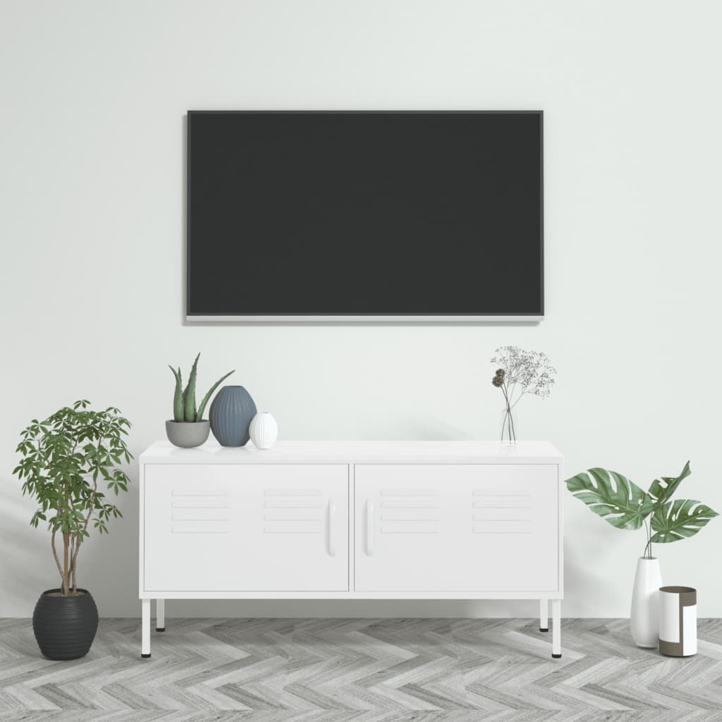 TV-taso valkoinen 105x35x50 cm teräs - Sisustajankoti.fi