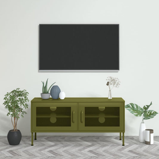 TV-taso oliivinvihreä 105x35x50 cm teräs - Sisustajankoti.fi