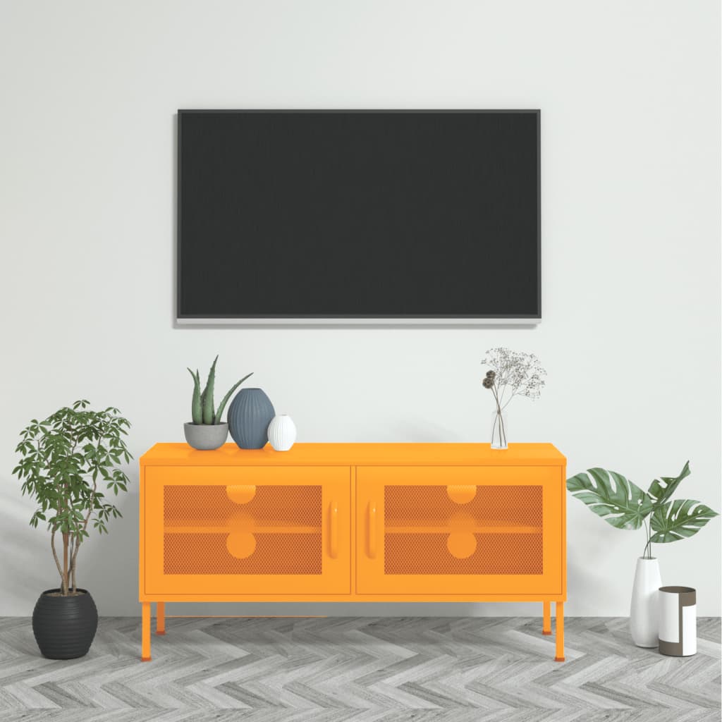 TV-taso sinapinkeltainen 105x35x50 cm teräs - Sisustajankoti.fi