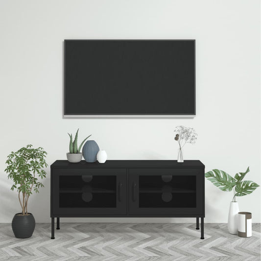 TV-taso musta 105x35x50 cm teräs - Sisustajankoti.fi