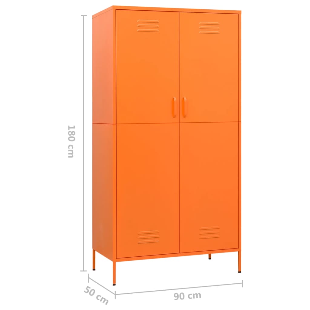Vaatekaappi oranssi 90x50x180 cm teräs - Sisustajankoti.fi