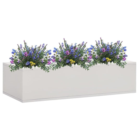 Toimiston kukkalaatikko vaaleanharmaa 90x40x23 cm teräs - Sisustajankoti.fi