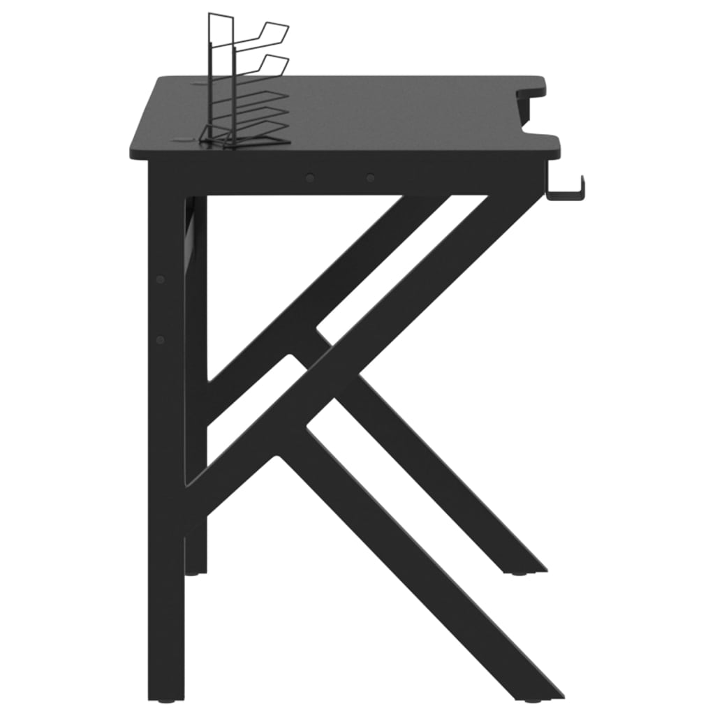 Pelipöytä K-muotoisilla jaloilla musta 90x60x75 cm - Sisustajankoti.fi