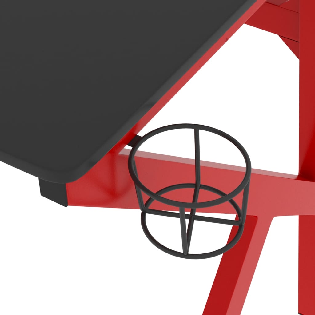 Pelipöytä K-muotoisilla jaloilla musta ja punainen 110x60x75 cm - Sisustajankoti.fi