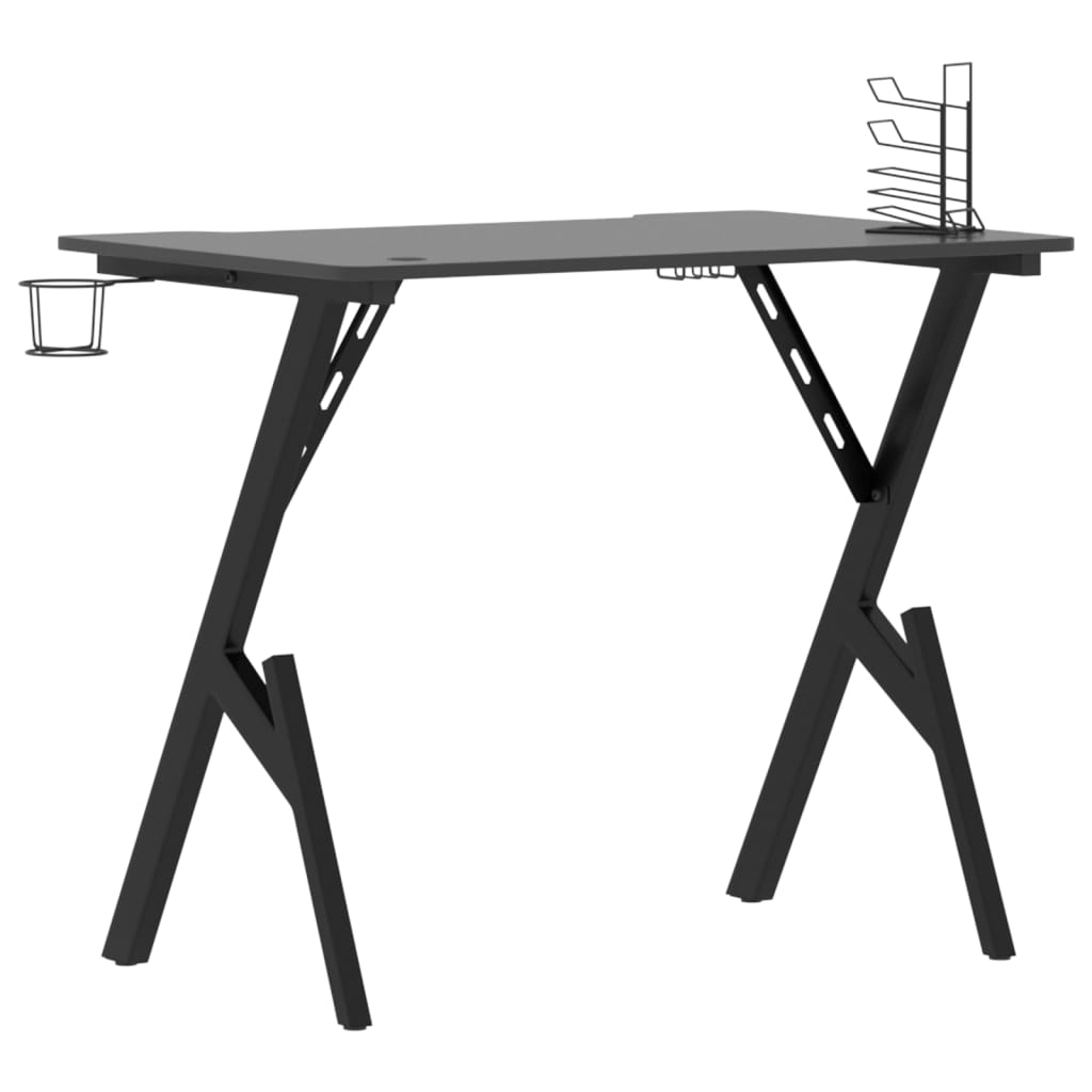 Pelipöytä Y-muotoisilla jaloilla musta 90x60x75 cm - Sisustajankoti.fi