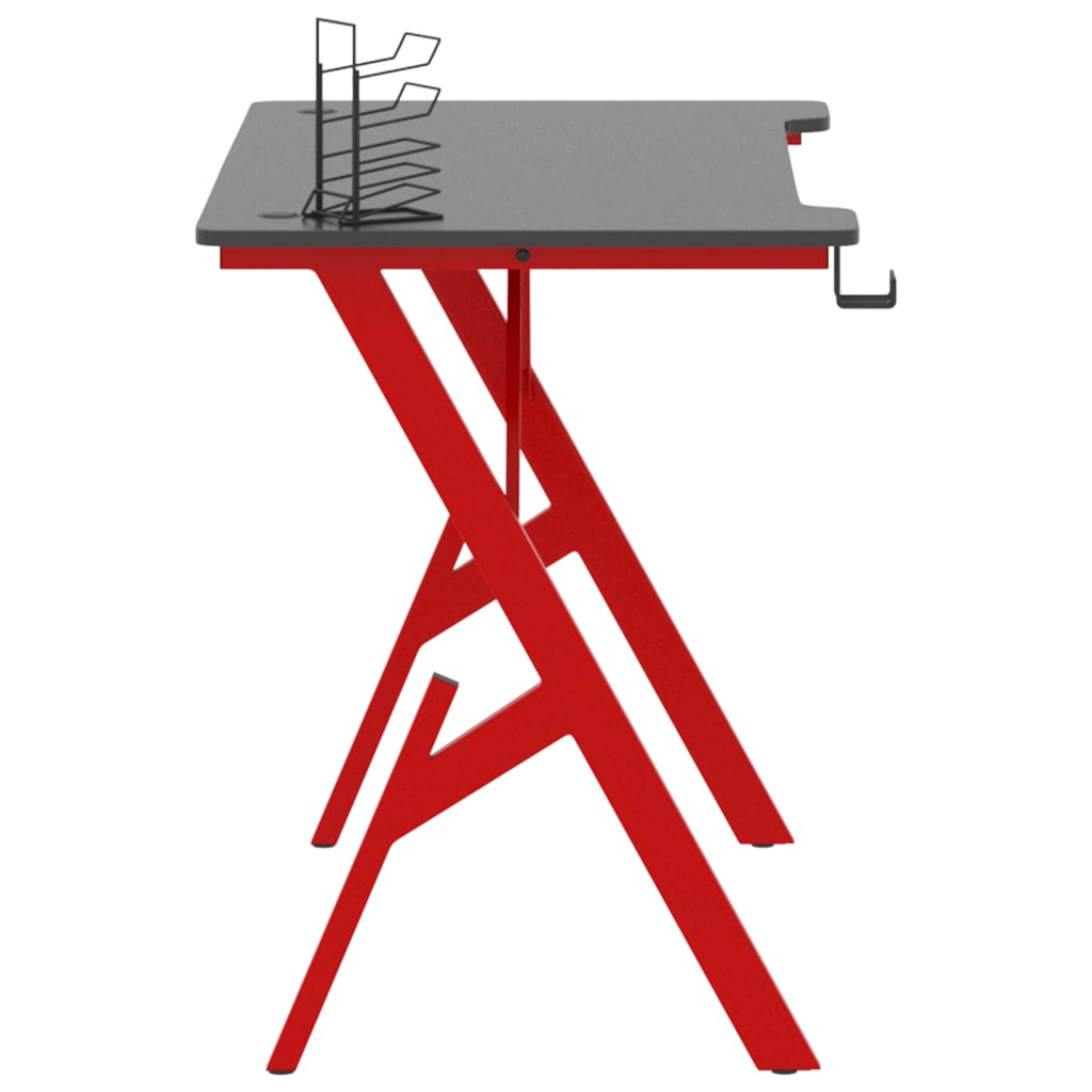 Pelipöytä Y-muotoisilla jaloilla musta ja punainen 110x60x75 cm - Sisustajankoti.fi