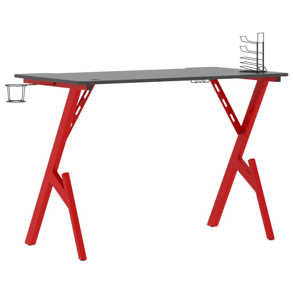Pelipöytä Y-muotoisilla jaloilla musta ja punainen 110x60x75 cm - Sisustajankoti.fi