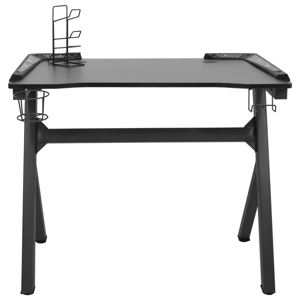 Pelipöytä LED-valot ja Y-muoto musta 110x60x75 cm - Sisustajankoti.fi