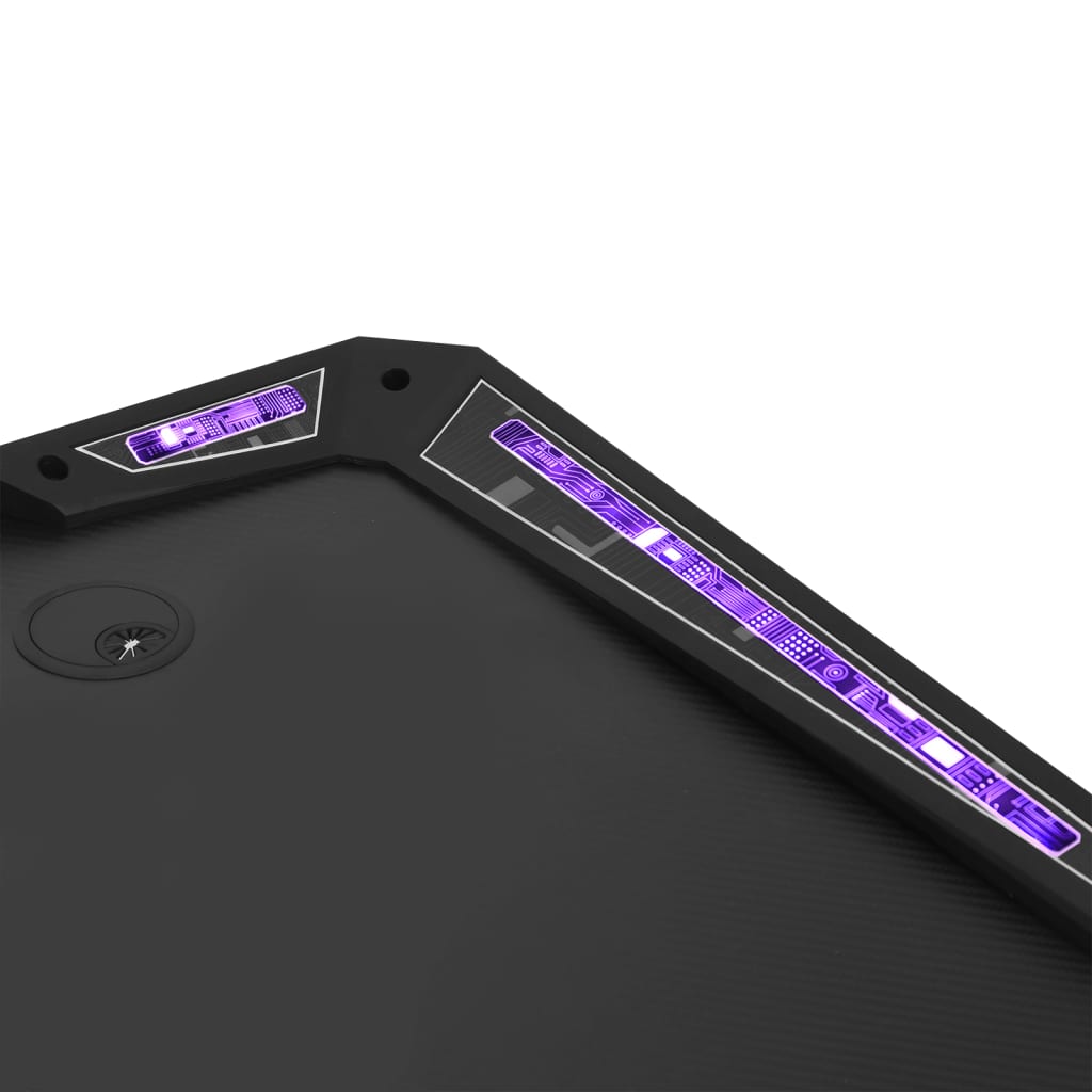 Pelipöytä LED-valot ja Y-muoto musta 110x60x75 cm - Sisustajankoti.fi