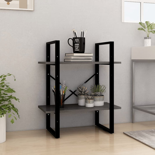 2-tasoinen kirjahylly harmaa 60x30x70 cm täysi mänty - Sisustajankoti.fi