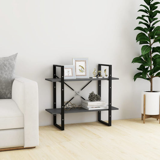 2-tasoinen kirjahylly harmaa 80x30x70 cm täysi mänty - Sisustajankoti.fi