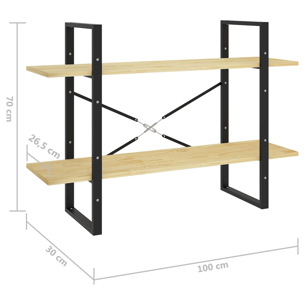 2-tasoinen kirjahylly 100x30x70 cm täysi mänty - Sisustajankoti.fi
