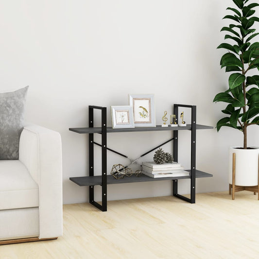 2-tasoinen kirjahylly harmaa 100x30x70 cm täysi mänty - Sisustajankoti.fi