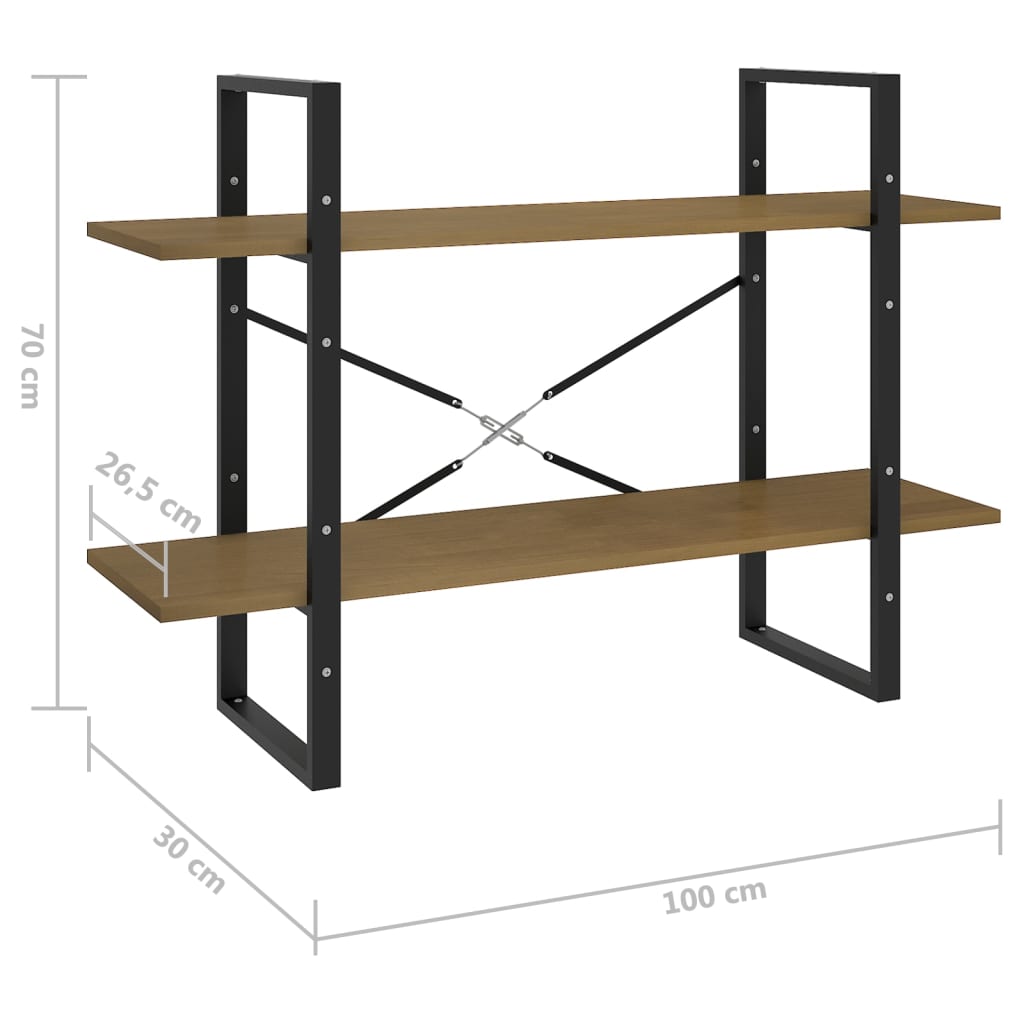 2-tasoinen kirjahylly ruskea 100x30x70 cm täysi mänty - Sisustajankoti.fi