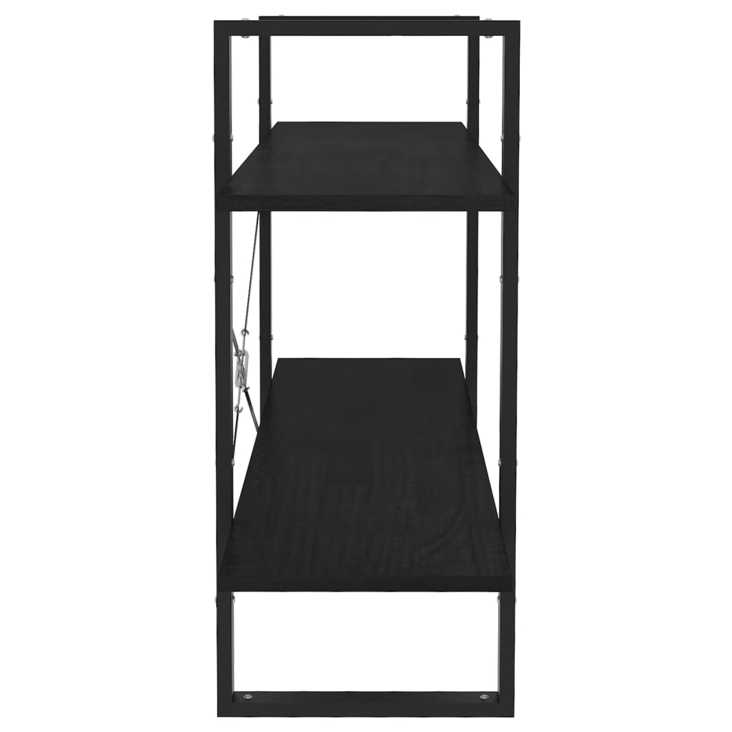 2-tasoinen kirjahylly musta 100x30x70 cm täysi mänty - Sisustajankoti.fi