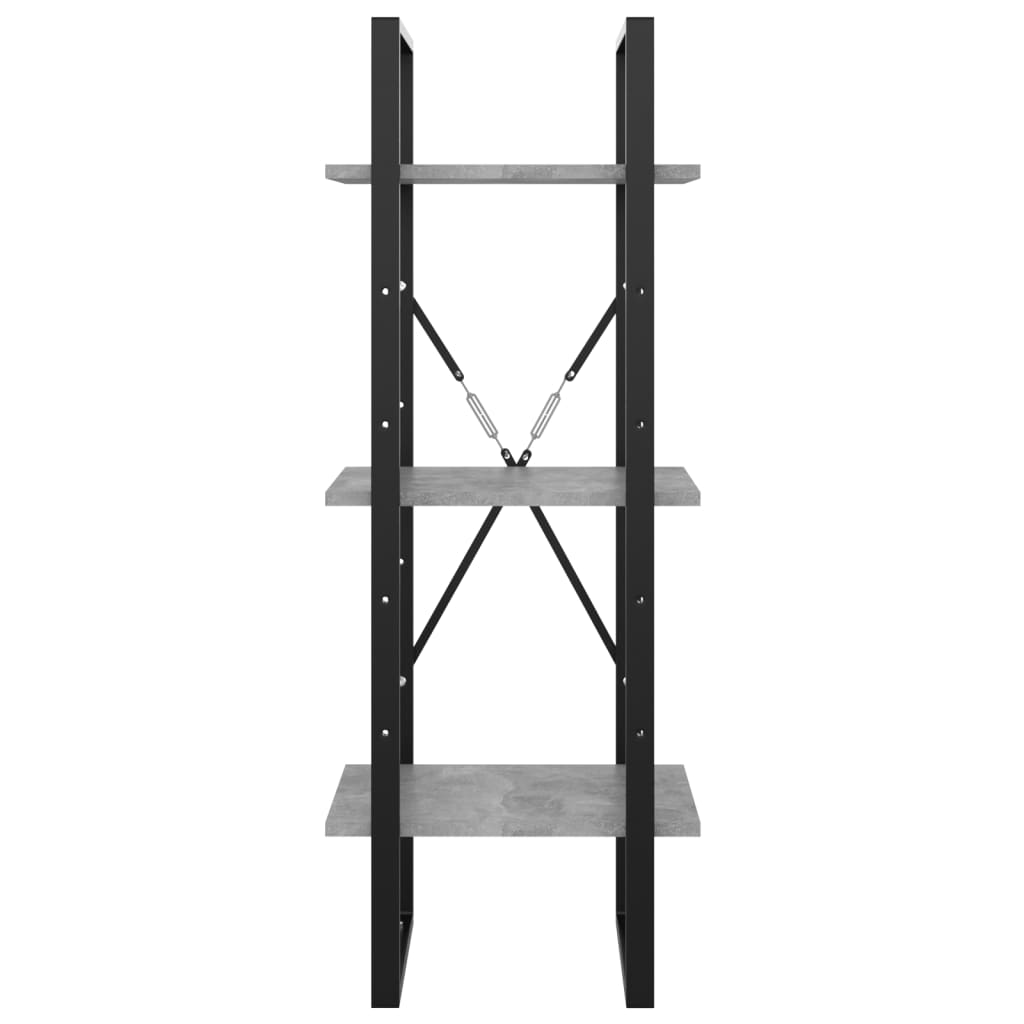 3-tasoinen kirjahylly betoninharmaa 40x30x105 cm lastulevy - Sisustajankoti.fi