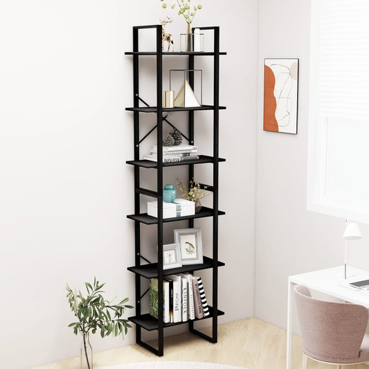 Säilytyshylly musta 60x30x210 cm tekninen puu - Sisustajankoti.fi
