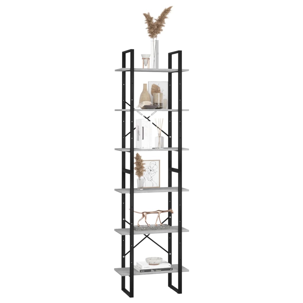 Säilytyshylly betoninharmaa 60x30x210 cm tekninen puu - Sisustajankoti.fi