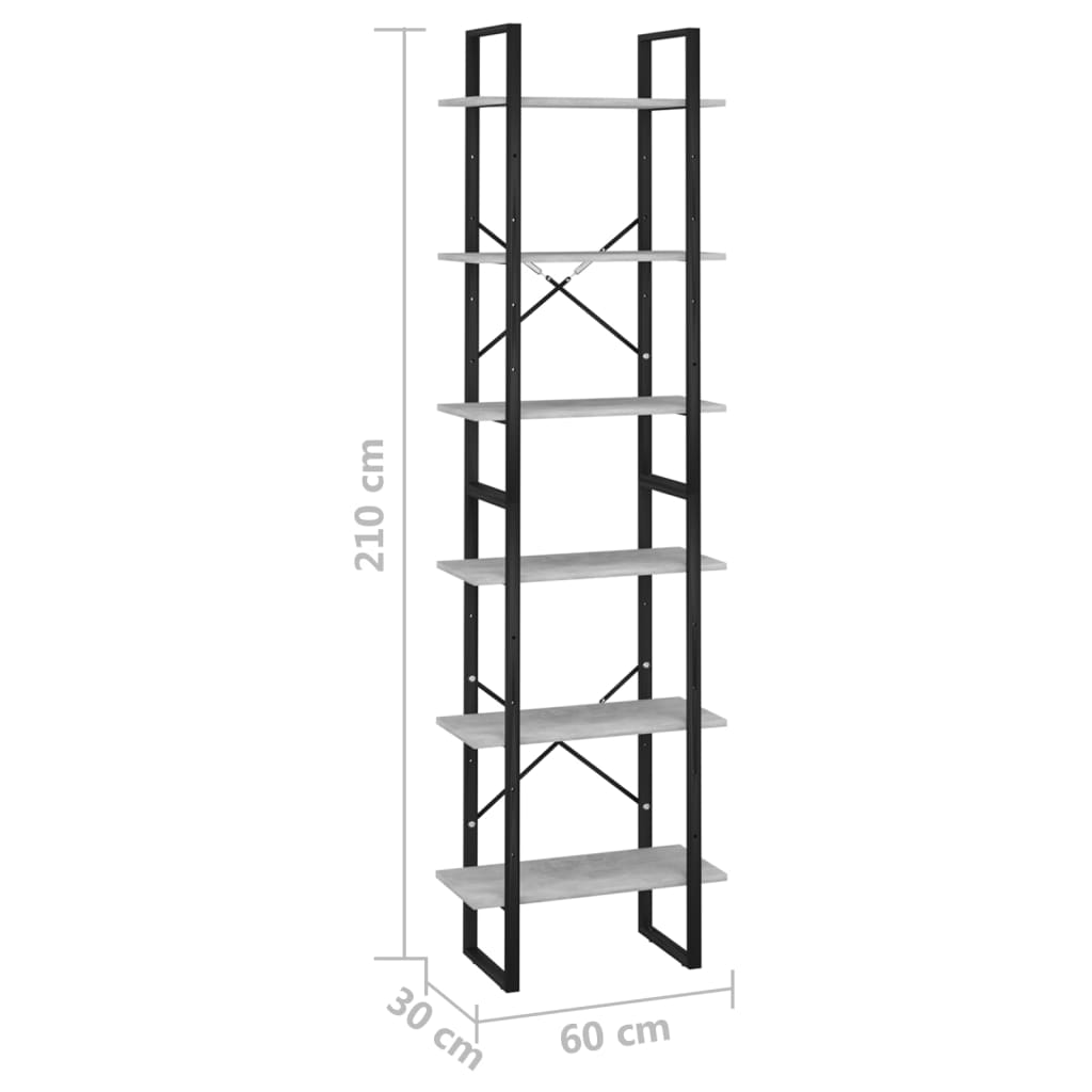 Säilytyshylly betoninharmaa 60x30x210 cm tekninen puu - Sisustajankoti.fi