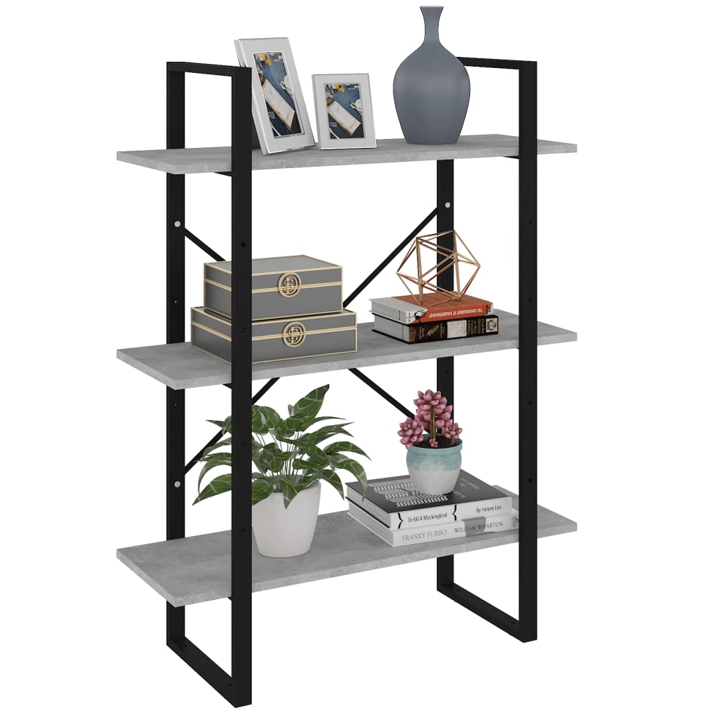Kirjahylly betoninharmaa 80x30x105 cm lastulevy - Sisustajankoti.fi
