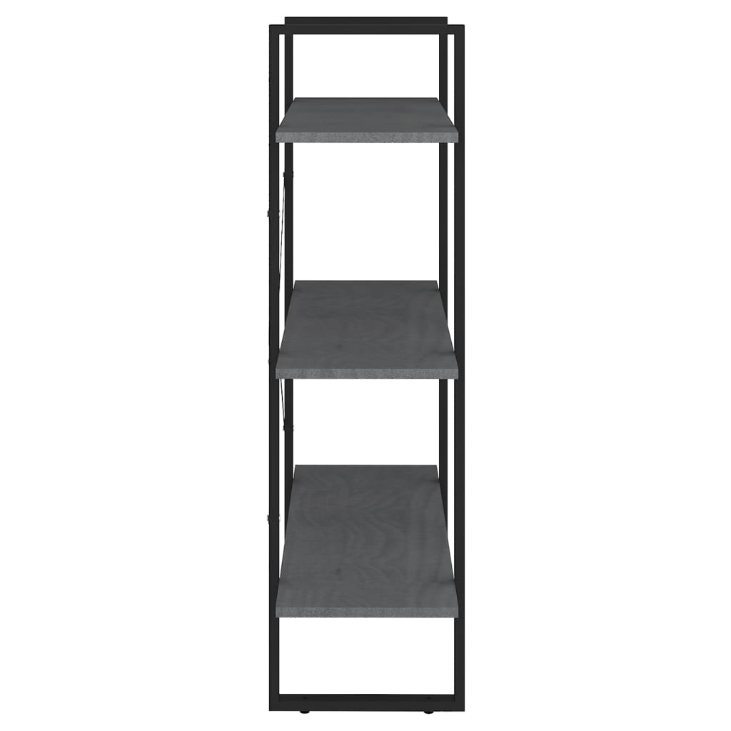 3-tasoinen kirjahylly harmaa 80x30x105 cm täysi mänty - Sisustajankoti.fi
