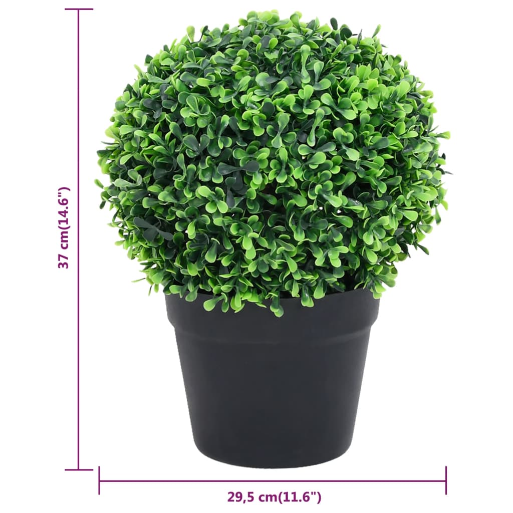 Keinotekoinen puksipuukasvi ruukussa 2 kpl vihreä pallo 37 cm - Sisustajankoti.fi
