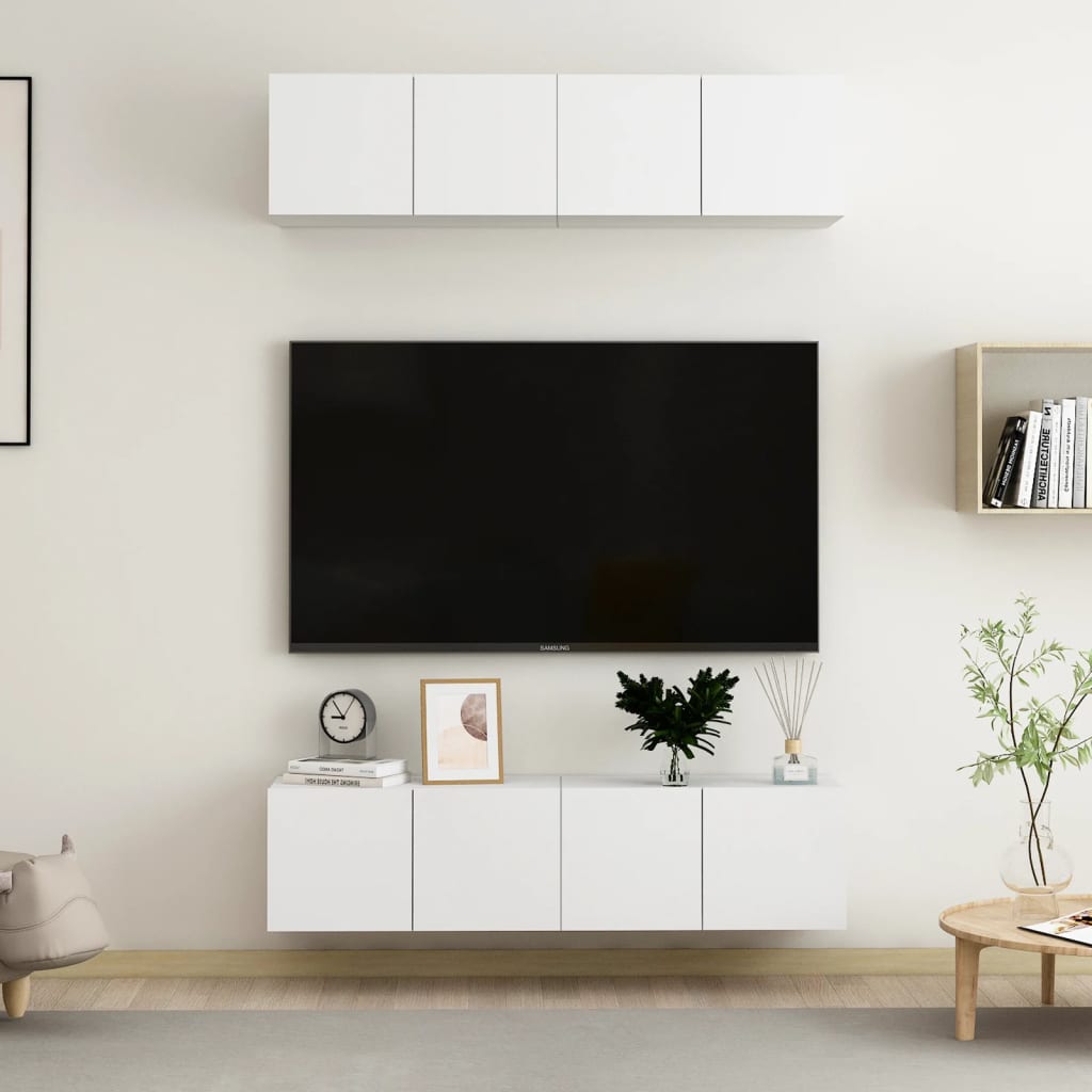 TV-tasot 4 kpl valkoinen 60x30x30 cm lastulevy - Sisustajankoti.fi