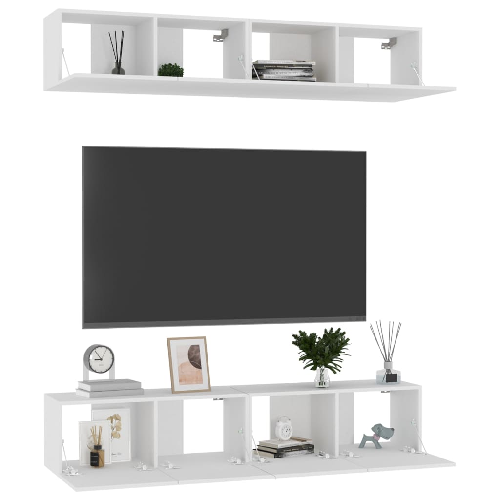 TV-tasot 4 kpl valkoinen 80x30x30 cm lastulevy - Sisustajankoti.fi