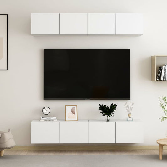 TV-tasot 4 kpl valkoinen 80x30x30 cm lastulevy - Sisustajankoti.fi