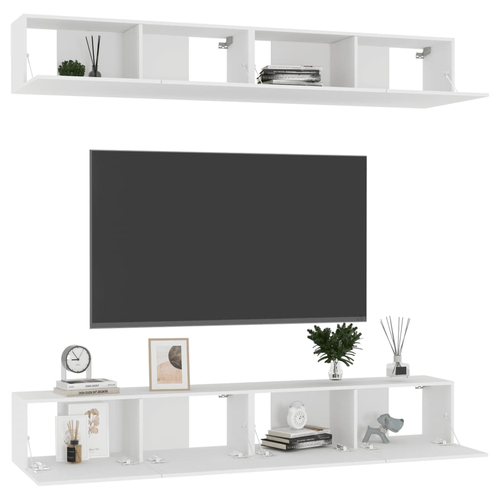 TV-tasot 4 kpl valkoinen 100x30x30 cm lastulevy - Sisustajankoti.fi