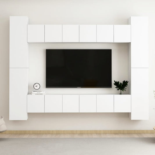 10-osainen TV-kaappisarja valkoinen lastulevy - Sisustajankoti.fi