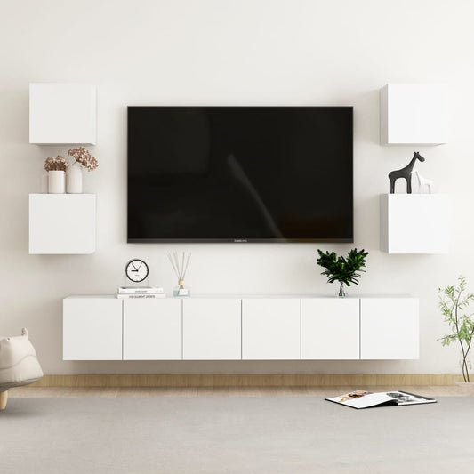 7-osainen TV-kaappisarja valkoinen lastulevy - Sisustajankoti.fi