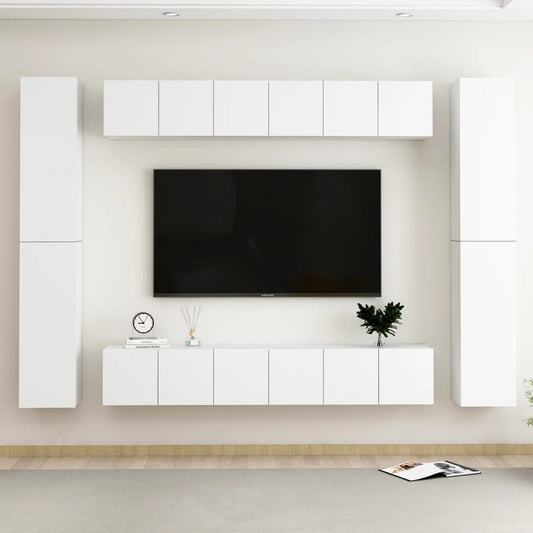 10-osainen TV-kaappisarja valkoinen lastulevy - Sisustajankoti.fi