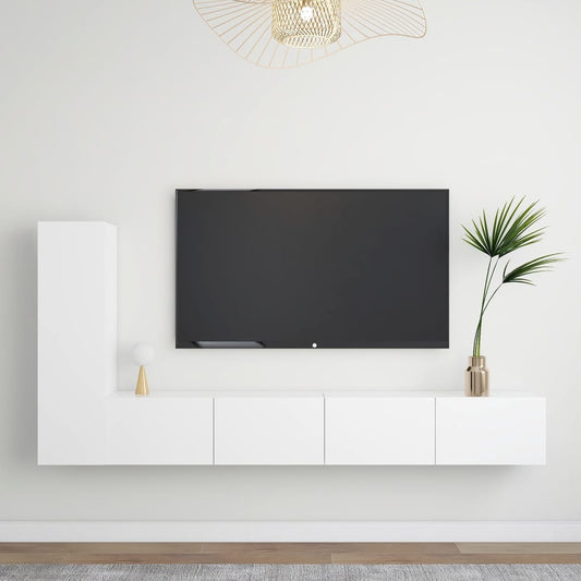 3-osainen TV-kaappisarja valkoinen lastulevy - Sisustajankoti.fi