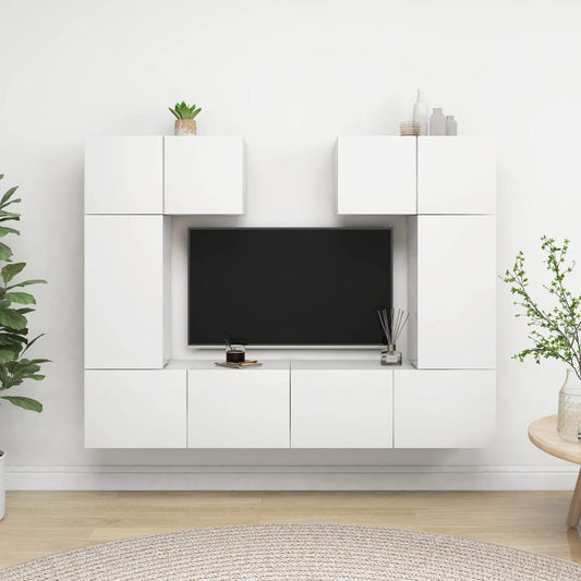6-osainen TV-kaappisarja valkoinen lastulevy - Sisustajankoti.fi