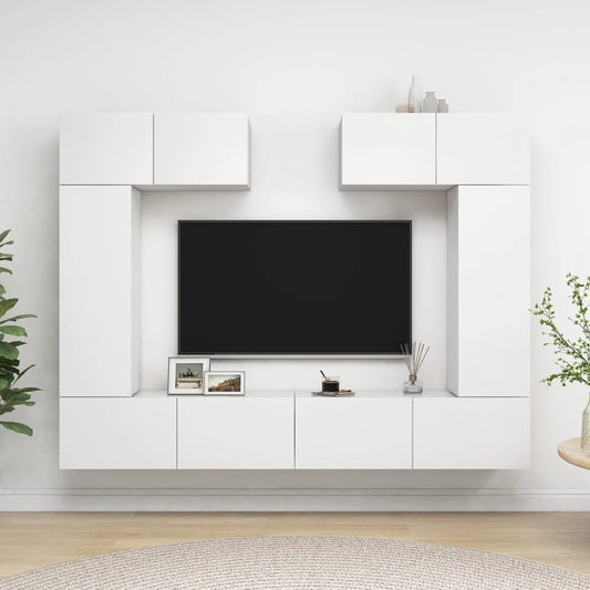 6-osainen TV-kaappisarja valkoinen lastulevy - Sisustajankoti.fi