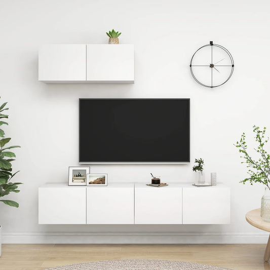 TV-taso 3 kpl valkoinen lastulevy - Sisustajankoti.fi