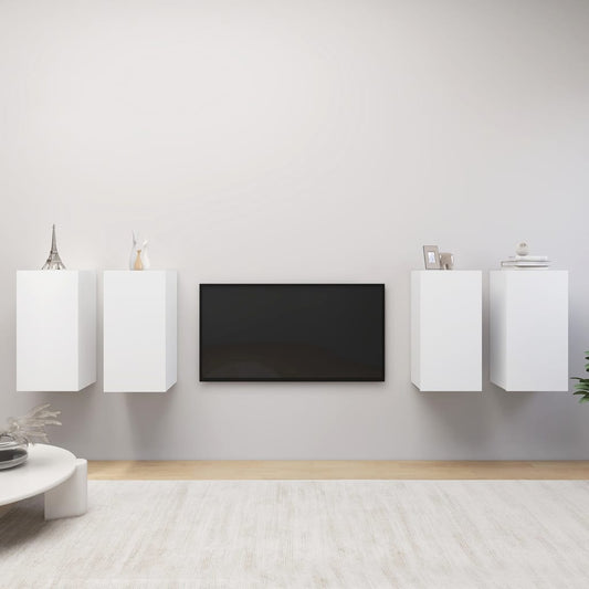 TV-tasot 4 kpl valkoinen 30,5x30x60 cm lastulevy - Sisustajankoti.fi