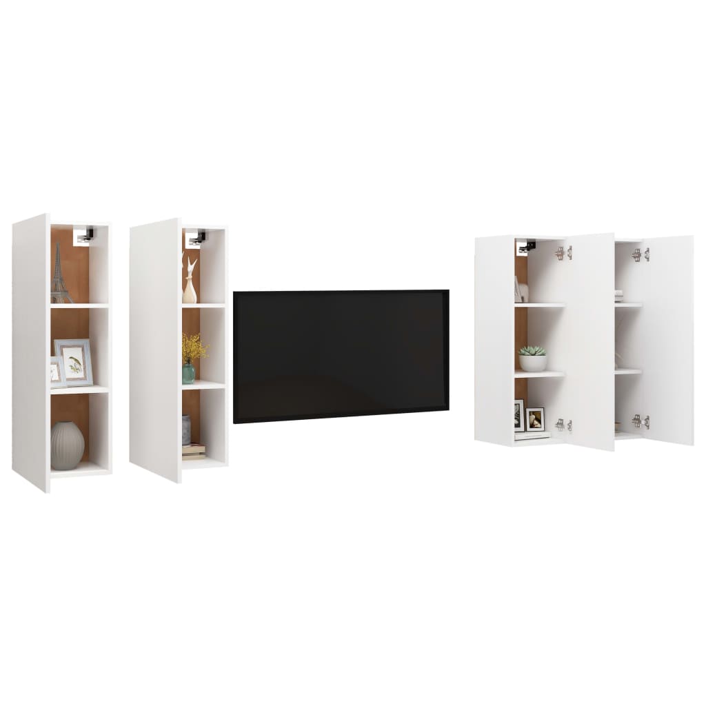 TV-tasot 4 kpl valkoinen 30,5x30x90 cm lastulevy - Sisustajankoti.fi