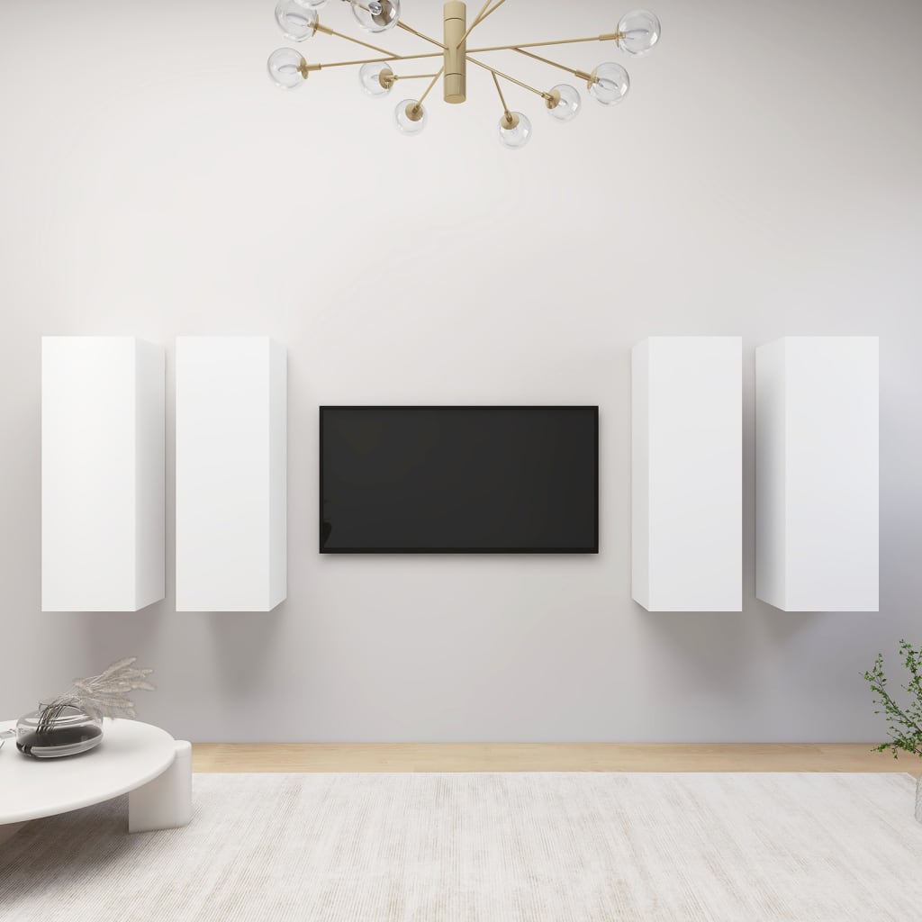 TV-tasot 4 kpl valkoinen 30,5x30x90 cm lastulevy - Sisustajankoti.fi