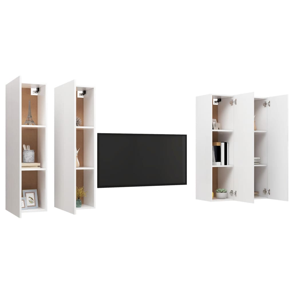 TV-tasot 4 kpl valkoinen 30,5x30x110 cm lastulevy - Sisustajankoti.fi