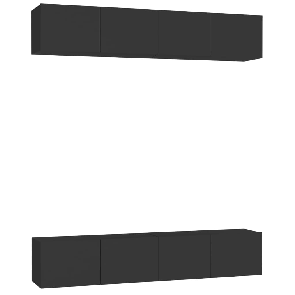 TV-tasot 4 kpl musta 80x30x30 cm lastulevy - Sisustajankoti.fi